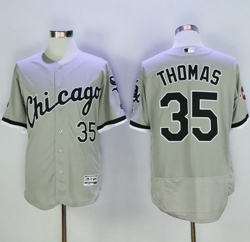 White Sox #35 Frank Thomas Grey Flexbase Authentic Collection Stitched MLB Jersey - Click Image to Close